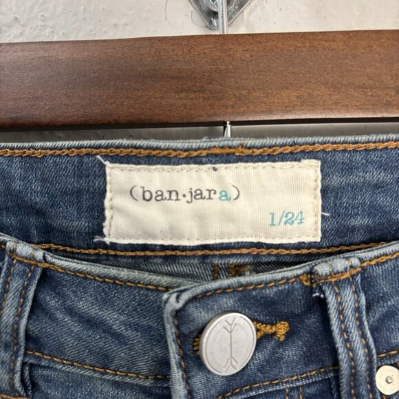 Ban Jara Bellbottom Flared High Rise Jeans Butterfly Pattern Size 1/24 Hippie - Picture 5 of 11